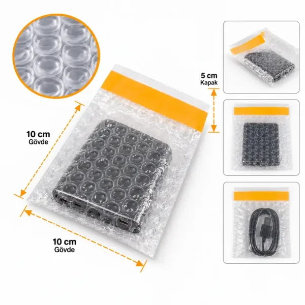 10×10+5 cm Bubble Mailer – Adhesive - 3