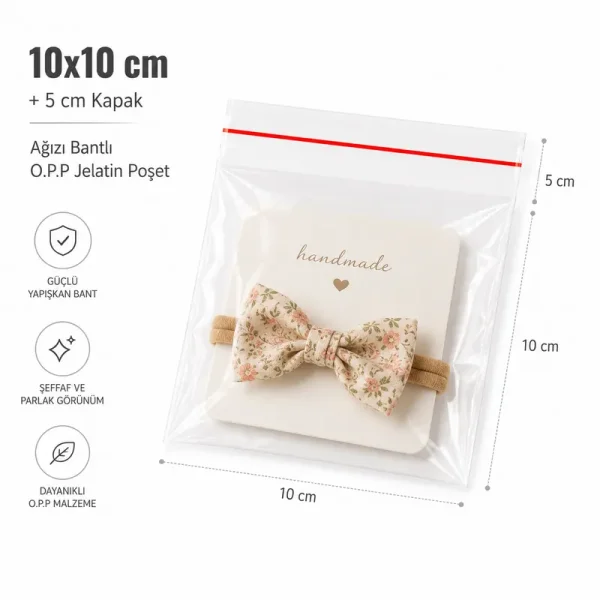 10x10+5cm OPP Bantlı Torba - 100 Adet - 3