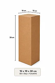 10x10x30cm Kilitli Kutu - 1 Desi Kutu - Tek Oluklu Kutu - Kraft - 3