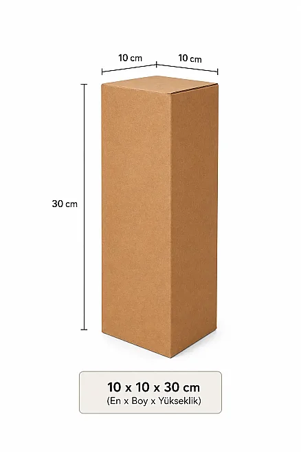 10x10x30cm Kilitli Kutu - 1 Desi Kutu - Tek Oluklu Kutu - Kraft - 3