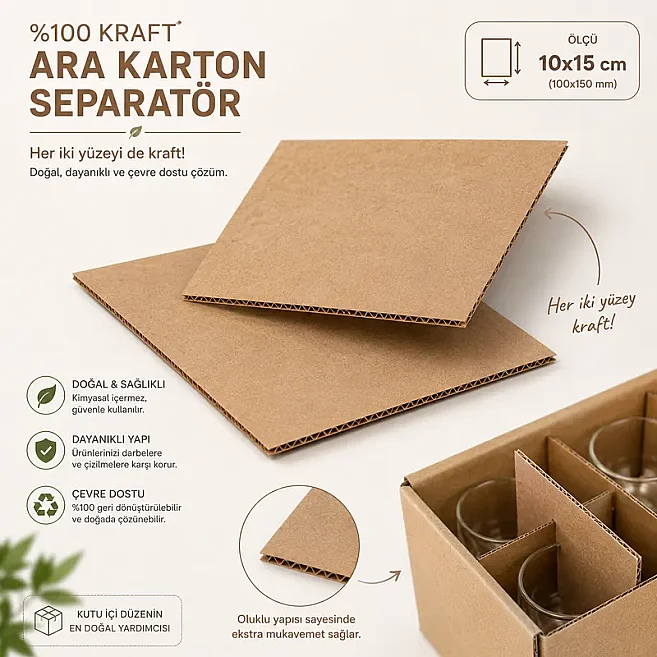 10x15cm Ara Karton Seperatör - Kraft - Kolicim (1)