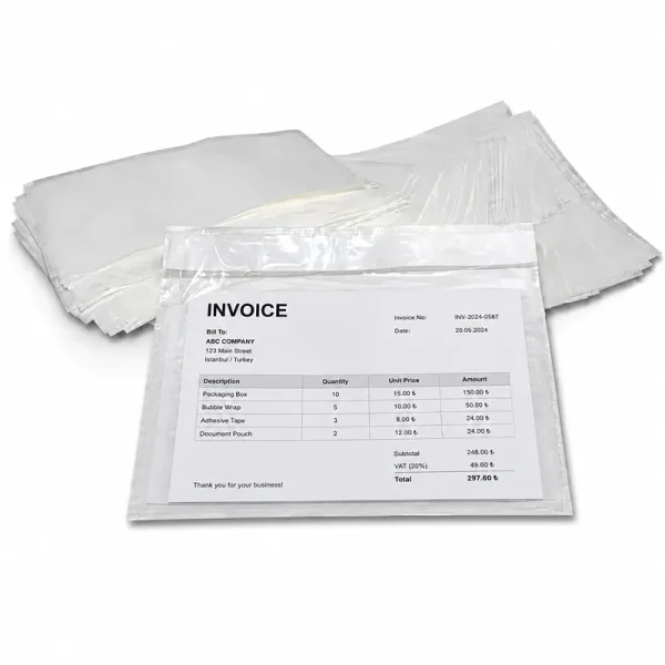 14x25 cm Adhesive Invoice Pocket - 250 Pieces - Kolicim (1)