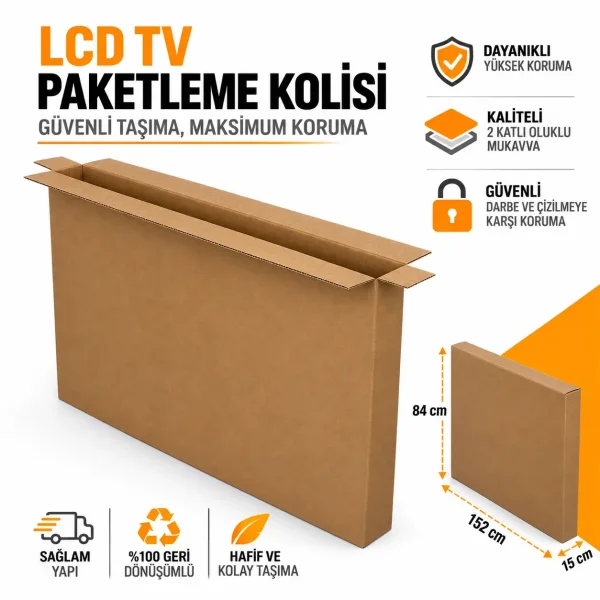 152x15x84cm LCD TV Paketleme Kolisi - 68 Desi Koli - Kraft - 3
