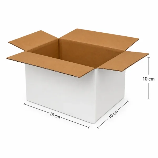 15x10x10cm Single Corrugated Box - White - Kolicim (1)