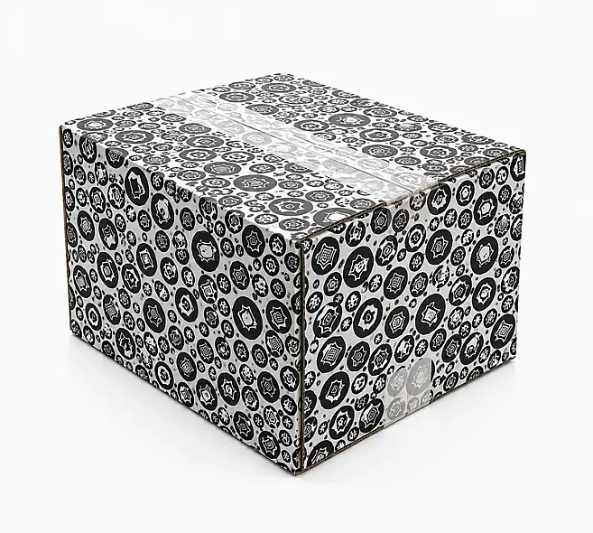 15x13x12cm Single Corrugated Black Shopping Patterned Box - 3