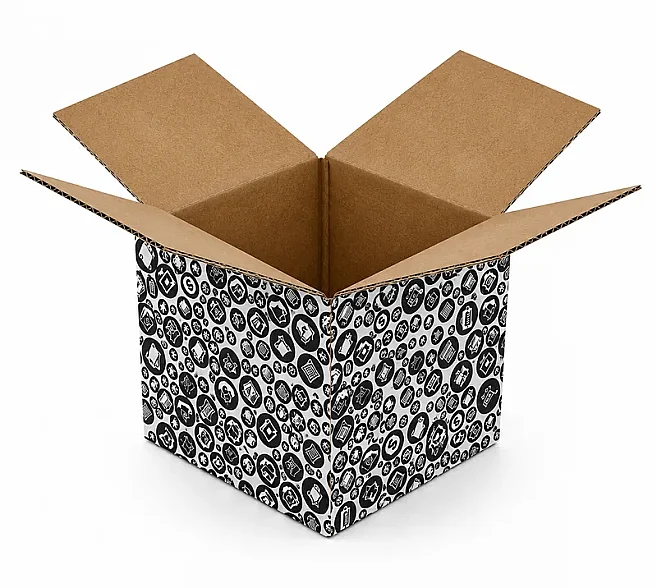 15x13x12cm Single Corrugated Black Shopping Patterned Box - Kolicim (1)