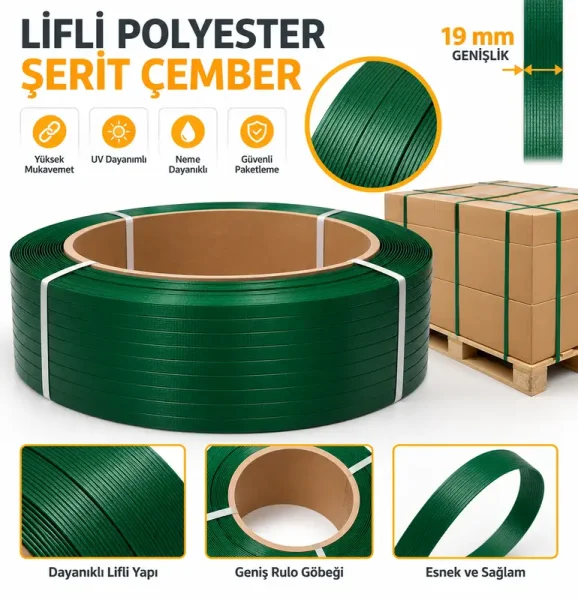 16mm Polyester Şerit Çember - Yeşil - Kolicim (1)
