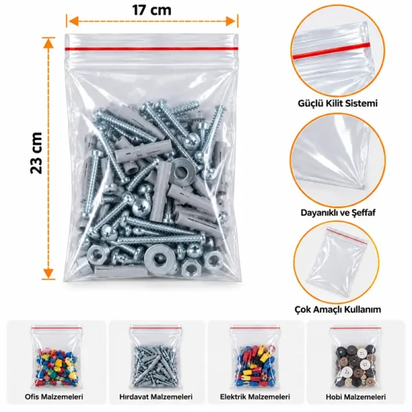 أكياس بلاستيكية بسحاب 17×23 سم – 300 قطعة - Kolicim (1)