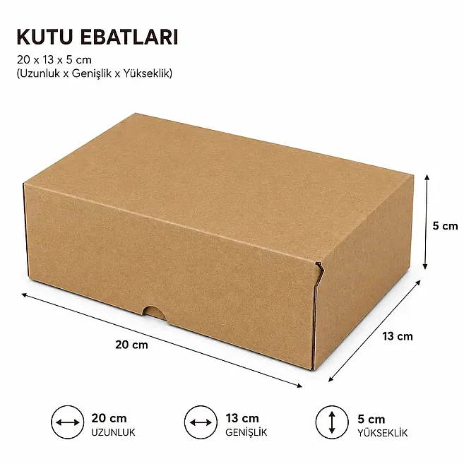 علبة بحجم 20×13×5 سم – صندوق شحن للتجارة الإلكترونية – حجم 0.5 ديسي – علبة ملصقة بأربع نقاط – كرافت - Kolicim (1)