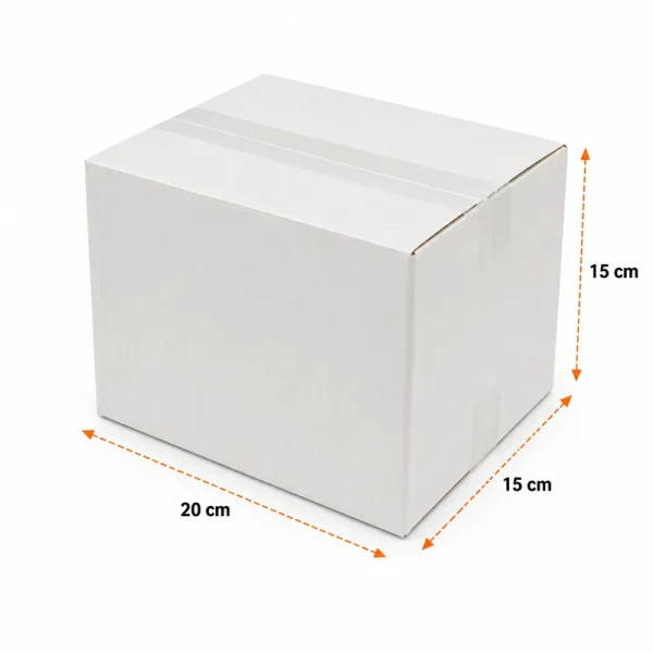 20x15x15cm Single Corrugated Box - White - Kolicim (1)