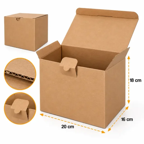 20x16x18cm Lockable Box - 1.3 Desi Box - Kraft - 4