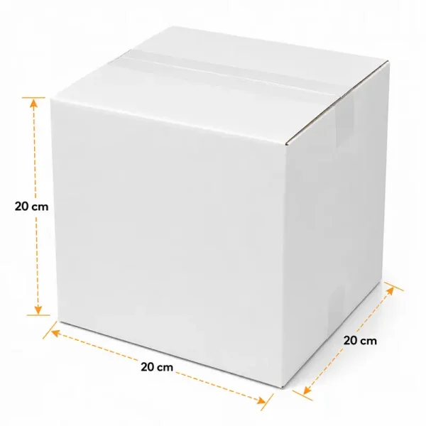 20x20x20cm Koli - 2,6 Desi Koli - Çift Oluklu Koli - Beyaz - Kolicim (1)