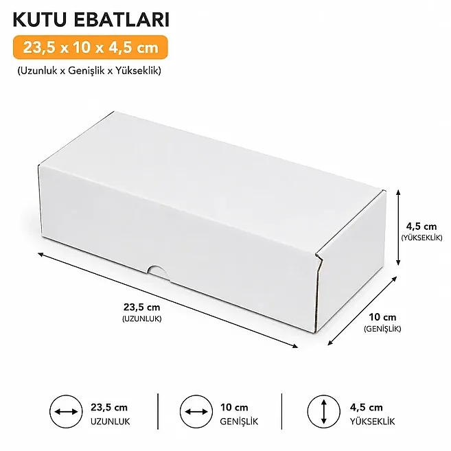 23,5x10x4,5cm E Ticaret Kutusu - 0,4 Desi Kutu - 4 Nokta Kutu - Beyaz - 2