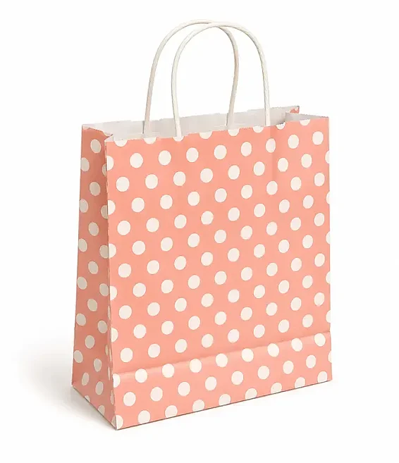 23x18x10 cm Polka Dot Paper Bag – Powder Pink – 25 Pieces - 1