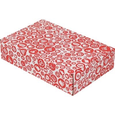 24x16,5x6cm Kutu - Kırmızı Alışveriş Desenli Kutu - 1 Desi Kutu