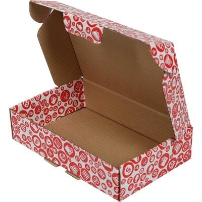 24x16,5x6cm Kutu - Kırmızı Alışveriş Desenli Kutu - 1 Desi Kutu - Thumbnail