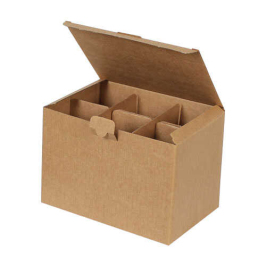 25x17x17cm Box of Tall Glasses with Separator - Kraft - Thumbnail