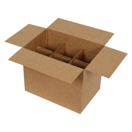 25x17x20cm Box of Long Glasses with Separator - Kraft - Thumbnail