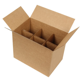 25x17x20cm Box of Long Glasses with Separator - Kraft - Thumbnail