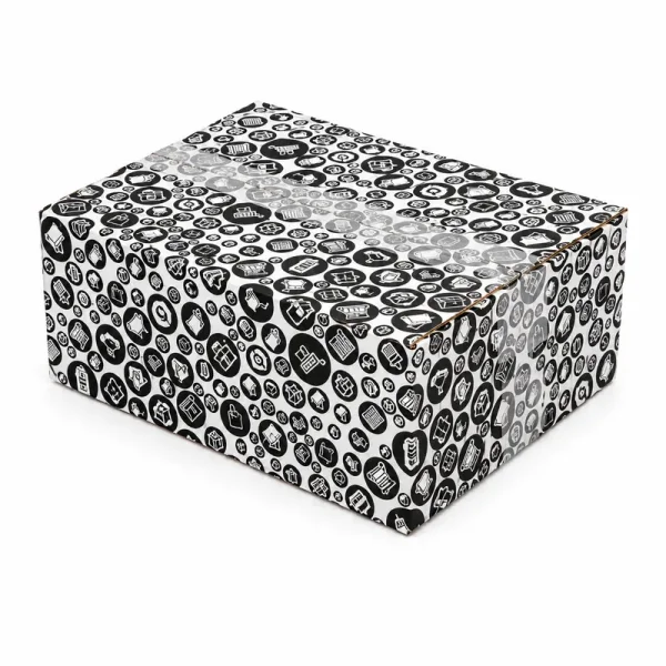 25x20x10cm Koli - 1,7 Desi Koli - Tek Oluklu Siyah Alışveriş Desenli Koli - 3