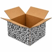 25x20x10cm Koli - 1,7 Desi Koli - Tek Oluklu Siyah Alışveriş Desenli Koli - 1