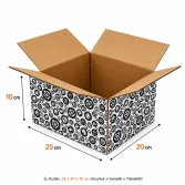 25x20x10cm Koli - 1,7 Desi Koli - Tek Oluklu Siyah Alışveriş Desenli Koli - 2