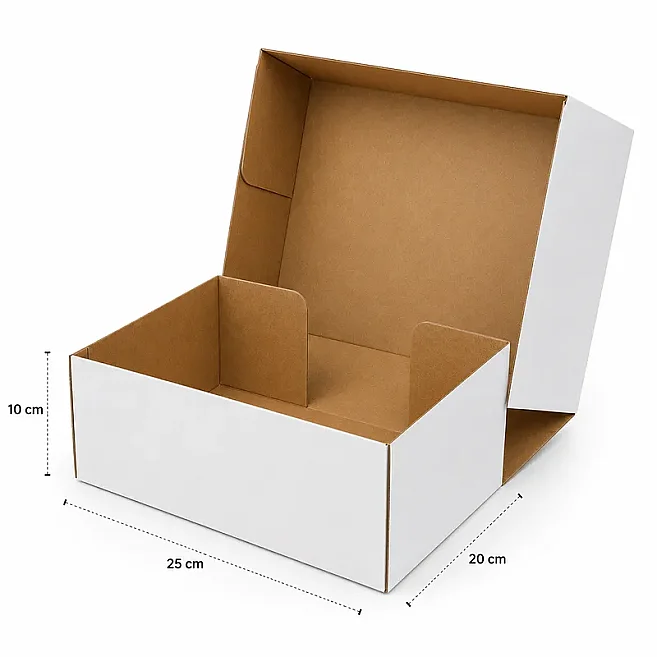 25x20x10cm E Ticaret Kutusu - 1,6 Desi Kutu - 4 Nokta Kutu - Beyaz - 1
