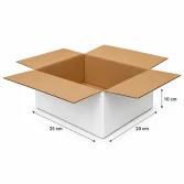 25x20x10cm Single Corrugated Box - White - 4