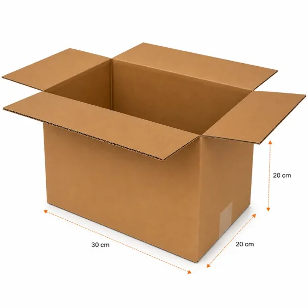 30x20x20cm Single Corrugated Box - Kraft - 3