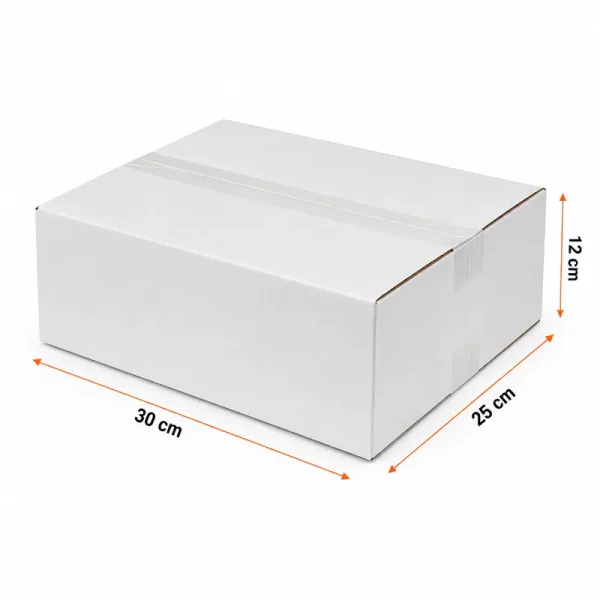 30x25x12cm Single Corrugated Box - White - 3