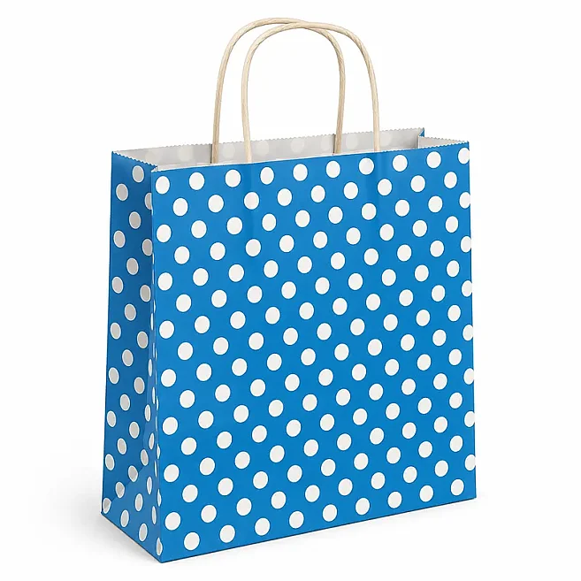 31x25x11.5 Polka Dot Paper Bag – Blue – 25 Pieces - 1