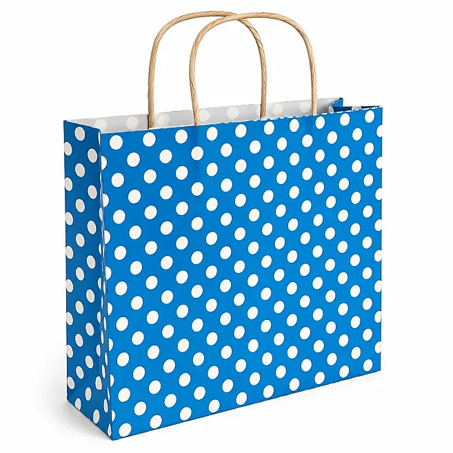 31x25x11.5 Polka Dot Paper Bag – Blue – 25 Pieces - 3