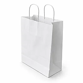 31x25x12cm Beyaz Kağıt Çanta - 25 Adet - Beyaz - 1