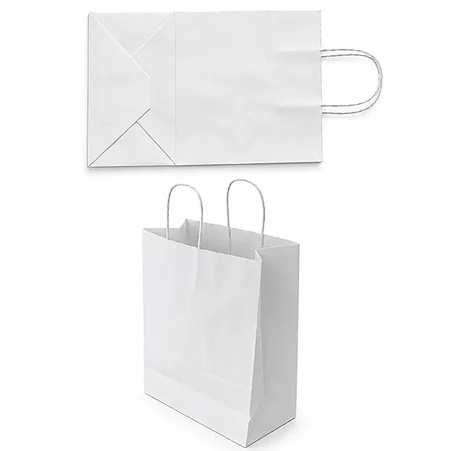 31x25x12cm Beyaz Kağıt Çanta - 25 Adet - Beyaz - 4
