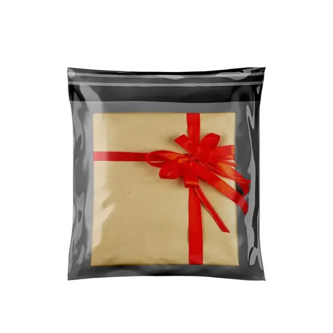 32x40+5 cm Transparent Black Shipping Bag without Pocket – 100 Pieces - 2