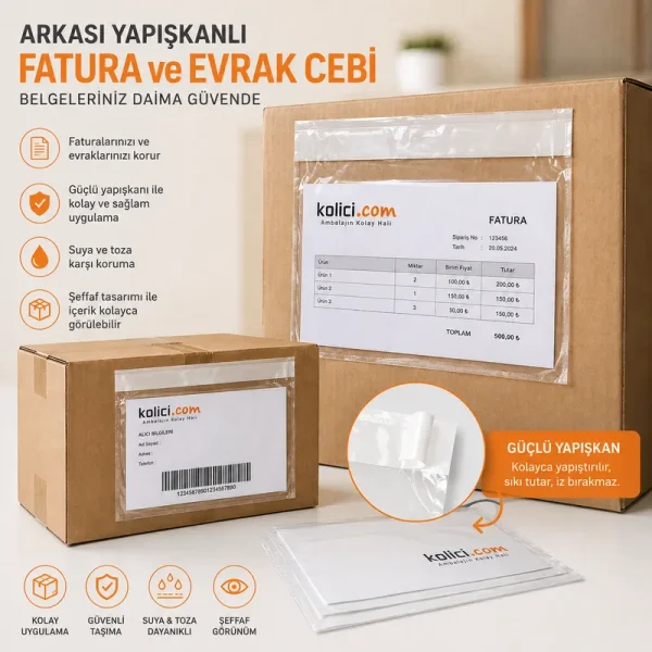 33x25cm Yapışkanlı Fatura Cebi - 100 Adet - Kolicim (1)