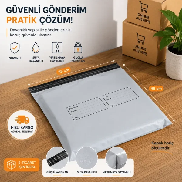 ظرف شحن بلاستيكي مطبوع مع جيب للمستندات بحجم 35×45+5 سم – عدد 100 - Kolicim (1)
