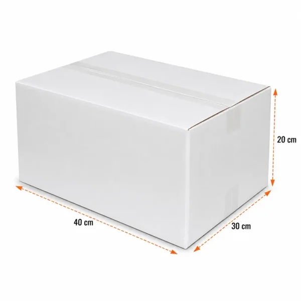 40x30x20cm Koli - 8 Desi Koli - Çift Oluklu Koli - Beyaz - Kolicim (1)