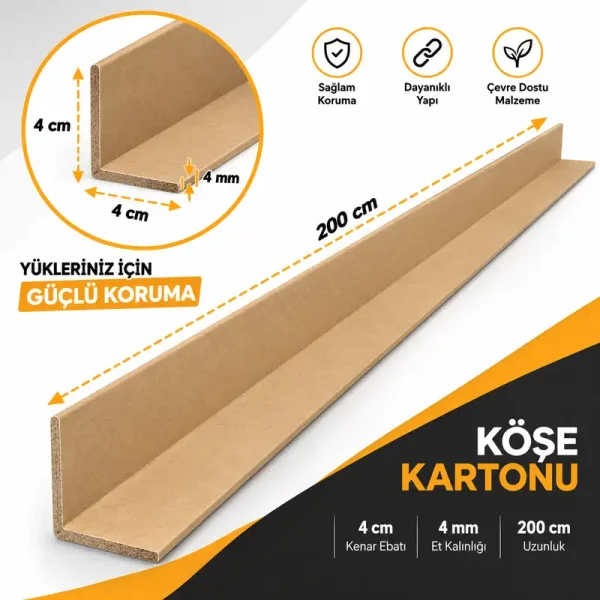 40x40x4mm Köşe Kartonu - 200cm - 25 Adet - 3