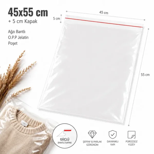 40x55+5cm OPP Bantlı Torba - 100 Adet - 3