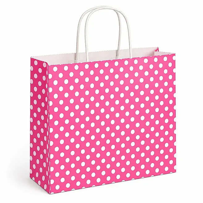 41x32x12 Polka Dot Paper Bag – Fuchsia Pink – 25 Pieces - 1