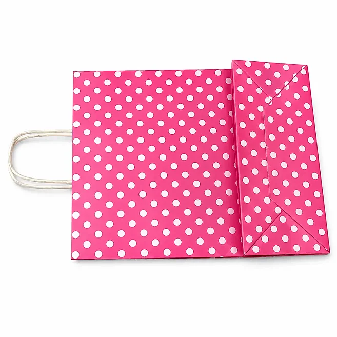 41x32x12 Polka Dot Paper Bag – Fuchsia Pink – 25 Pieces - 3