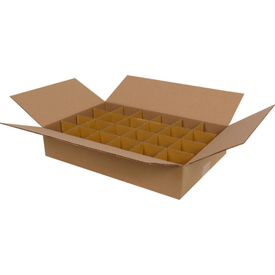 43.5x29x9cm Box - 3,8 Desi Box - Tea Cup Parcels With Separator - Kraft - Thumbnail