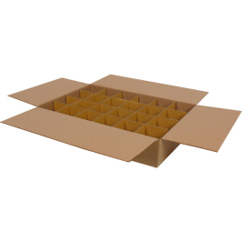 43.5x29x9cm Box - 3,8 Desi Box - Tea Cup Parcels With Separator - Kraft - Thumbnail