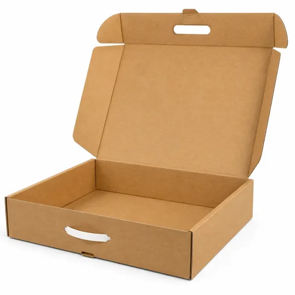 50x40x10cm Double Slotted Locked Box with Handles - Kraft - 1