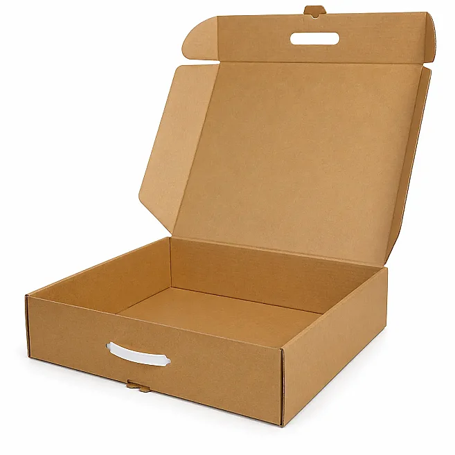 58x36x10.5cm Box - 7 Desi Box - Double Corrugated Box With Handles - Kraft - 3