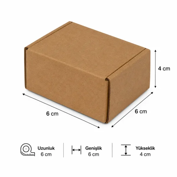 6x6x4cm Kutu - 0,05 Desi Kutu - Tek Oluklu Kutu -Kraft - 3