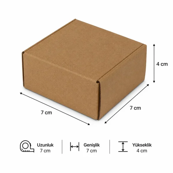 7x7x4 cm Box - 0.1 Desi Box - Single-Wall Box - Kraft - 3