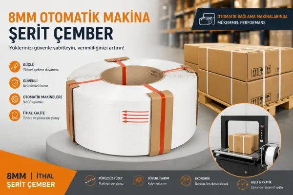 8mm İthal Otomatik Makina Bağlama Çemberi - Beyaz - Kolicim (1)