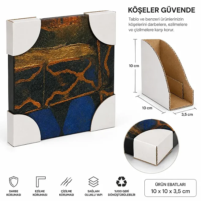 Oluklu Mukavva Köşe Koruyucu - 10x10x3,5cm - Beyaz - 1